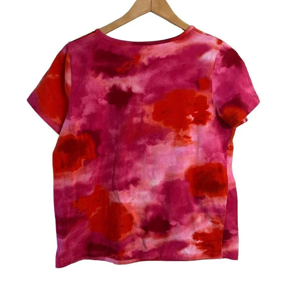 Jones New York Sport Pink Tie Dye T Shirt Size XL Short Sleeves Pullover Top - Picture 2 of 5